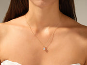 Princess Cut Moissanite Solitaire Pendant 14K Gold Plated